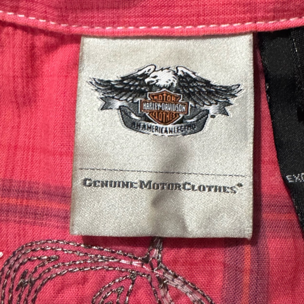 Harley-Davidson plaid ombré pearl snap shirt with embroidered back design. Small - Picture 10 of 11